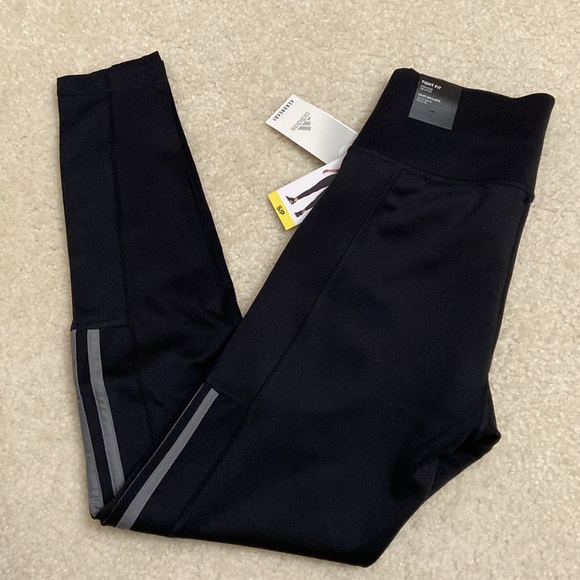 adidas Pants - NWT Adidas Black Leggings with Gray Stripes